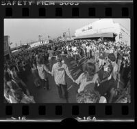 Jews dancing on Fairfax Ave. to show solidarity with Soviet Jews, Los Angeles, Calif., 1978