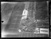 Aerial view of United Airport in Burbank during U.S. Army air maneuvers, 1930