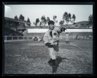 Bud Teachout pitching for Occidental College at Washington Park, Los Angeles, 1925-1927