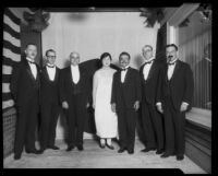 Louis Sentous, French Consul, with Asian and American officials, Los Angeles, circa 1920-1927