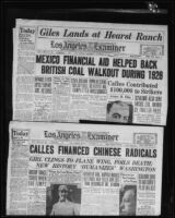 Los Angeles Examiner clipping with articles about Plutarco Elias Calles, 1927