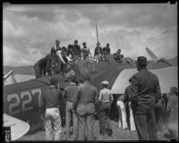 Martin bomber on display at Army Day at Grand Central Air Terminal, Glendale, 1936