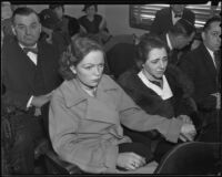 Opal Belville and Rose Stewart at the inquest of Charles Layman, Los Angeles, 1935