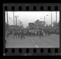 Portrait of Ruben Salazar carried in the Mexican Independence Day Parade, Los Angeles, 1970