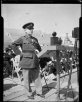 General Walter P. Story speaking at Memorial Day observance, Los Angeles Memorial Coliseum, Los Angeles, 1934