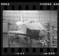 Space Shuttle Enterprise in its hangar in Palmdale, Calif., 1980