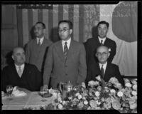 Prince Kaya of Japan with Frank Shaw, Harry L. Harper, Senichi Kushibuchi and Tomokazu Hori at the Biltmore Hotel, Los Angeles, 1934