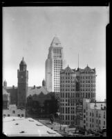 Los Angeles County Courthouse, Hall of Records with City Hall in background, circa 1928