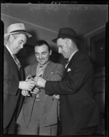 Detective Lieutenant G. W. Cooke, William J. “Curley” Guy, and Det. Lt. A. C. Candy, Glendale, 1938