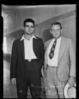 UCLA football players Fred Funk and Houghton Norfleet testify in fraud charge, Los Angeles, 1935