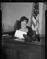 Veora Daniel Casady sits on the witness stand, Los Angeles, 1932