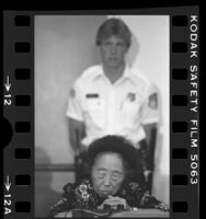 Katsu Saegusa, 88 years old, at hearing on reparations for World War II Japanese American Internees, 1984