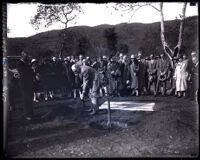 Field Marshal Viscount Allenby plants an olive tree at the Arboretum of Los Angeles County, Arcadia, 1928