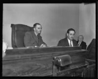 Police officer Ernest Hice testifies to Deputy Coroner Frank Monfort, Los Angeles, 1935