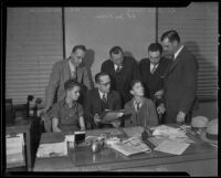 Police Lieutenant Detectives with Otis Bias and Wendell Kelly, arrested for murder, Los Angeles, 1935