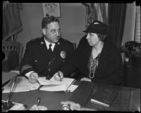 Police Chief James E. Davis and Gertrude Rounsavelle, Los Angeles, 1935