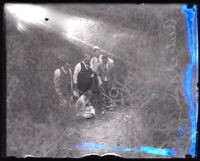 Investigators with Russell Beitzel at the site where Barbara Mauger's body was found on Mulholland Drive, Los Angeles, 1928