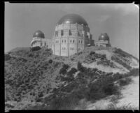 Griffith Observatory, exterior view from below, Los Angeles, circa 1934-1935