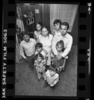 Group portrait of a Mexican family, who are illegal aliens, in Los Angeles, Calif., 1979