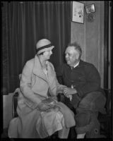 Liberty A. Hill, convicted of embezzlement of $75,000, with his wife, Ethel Hill, before leaving for prison, Los Angeles, 1932