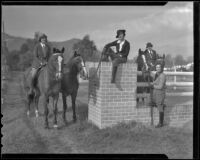 Mrs. A. C. Lillie, Merrie Pfluger, Mrs. Ora Hoke and Mrs. John E. Van Zandt with horses, Los Angeles, 1936