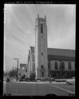 Know Your City No.100 Side view of tower and street of Hollywood United Methodist Church Hollywood, Calif