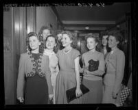 Sigma Iota Chi sorority sisters protesting liquor license outside Los Angeles Board of Equalization, 1946