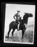 Crown Prince Gustav Adolf of Sweden riding a horse, California, Colorado or Wyoming, 1926