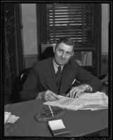 Leland M. Ford at his desk, Los Angeles, 1936