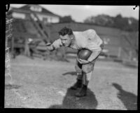 USC football star Howard F. (Hobo) Kincaid at a practice, Los Angeles, 1922