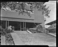 Grandstand entrance with equestrian-themed frieze at Santa Anita Park, Arcadia, 1936