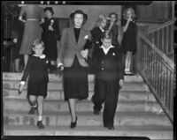 Geraldine Jergins with her sons, Jerome and Andrew, Los Angeles, 1938