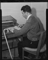 Cecil Lee reads at the Braille Institute, Los Angeles, 1936