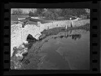 Women on bridge above La Brea Tar Pits, Los Angeles, 1936