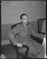 Edsel Ford having a casual moment during his luncheon, Los Angeles, 1935