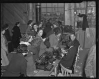 Charles Dalrymple's "Own-a-New-Car-Club" on the day of the police raid, Maywood, 1935