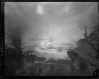 Upside down shot of water on opposite side of Big Dalton Dam, Glendora (vicinity), 1929