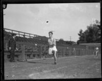 Percy Niersbach running track at U.S.C., Los Angeles, 1923