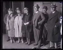 Berlin Mayor Gustav Böss, his wife Anna Böss, and party at a train station, Los Angeles, 1929