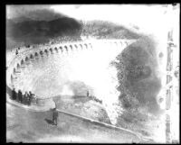 People on Mulholland Dam, Hollywood (Los Angeles), 1925