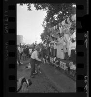 Bishop John J. Ward conducting Blessing of Animals service on Olvera Street, Los Angeles, 1971