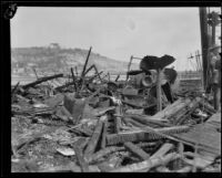 Charred remains of the Hope Development School for mentally disabled girls in Playa del Rey, Los Angeles, 1924