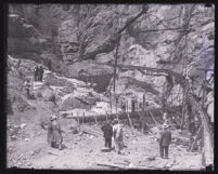 Workers at the Pacoima Dam site during constructions, Los Angeles County, circa 1926