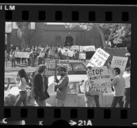 Jewish and Anti-Israel groups demonstrating over downing of Libyan Arab Flight 114, 1973