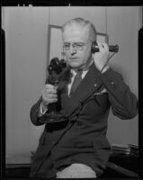 Frank J. Hogan talks on the telephone, Los Angeles, circa 1935