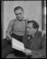 Boxer Wally Hall and his father Rupert, Los Angeles, 1936