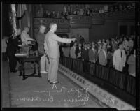 Guy A. Thompson counts votes for the president of the American Bar Association, Los Angeles, 1935