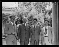 Dr. Clark B. Millikan, Major General James B. Allison, Dr. Irving Krick, and Dr. A.L. Klein pose together, Pasadena, 1935