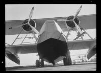 Close up view of a Navy P2Y-1 seaplane, San Francisco, 1934