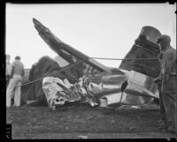 Wreckage from a plane crash at Mines Field, Los Angeles, 1935